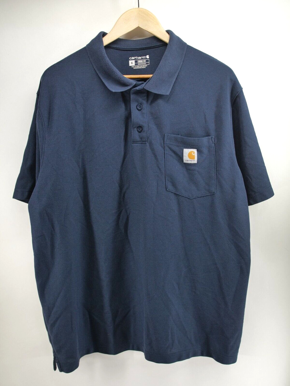 Carhartt Original Fit Polo Shirt Size XL Blue Short Sleeve Pocket Men's